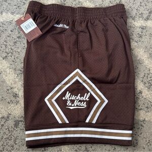 Mitchell & Ness Brown script branded Shorts